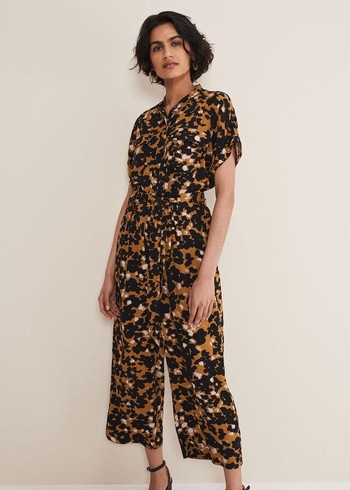 Phase Eight Nell Abstract Cropped Wide Leg Jumpsuit Leopard USA | 5301674-TW